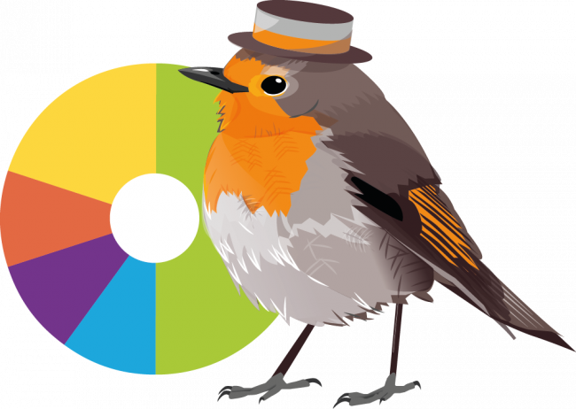 Illustration of smart robin with hat