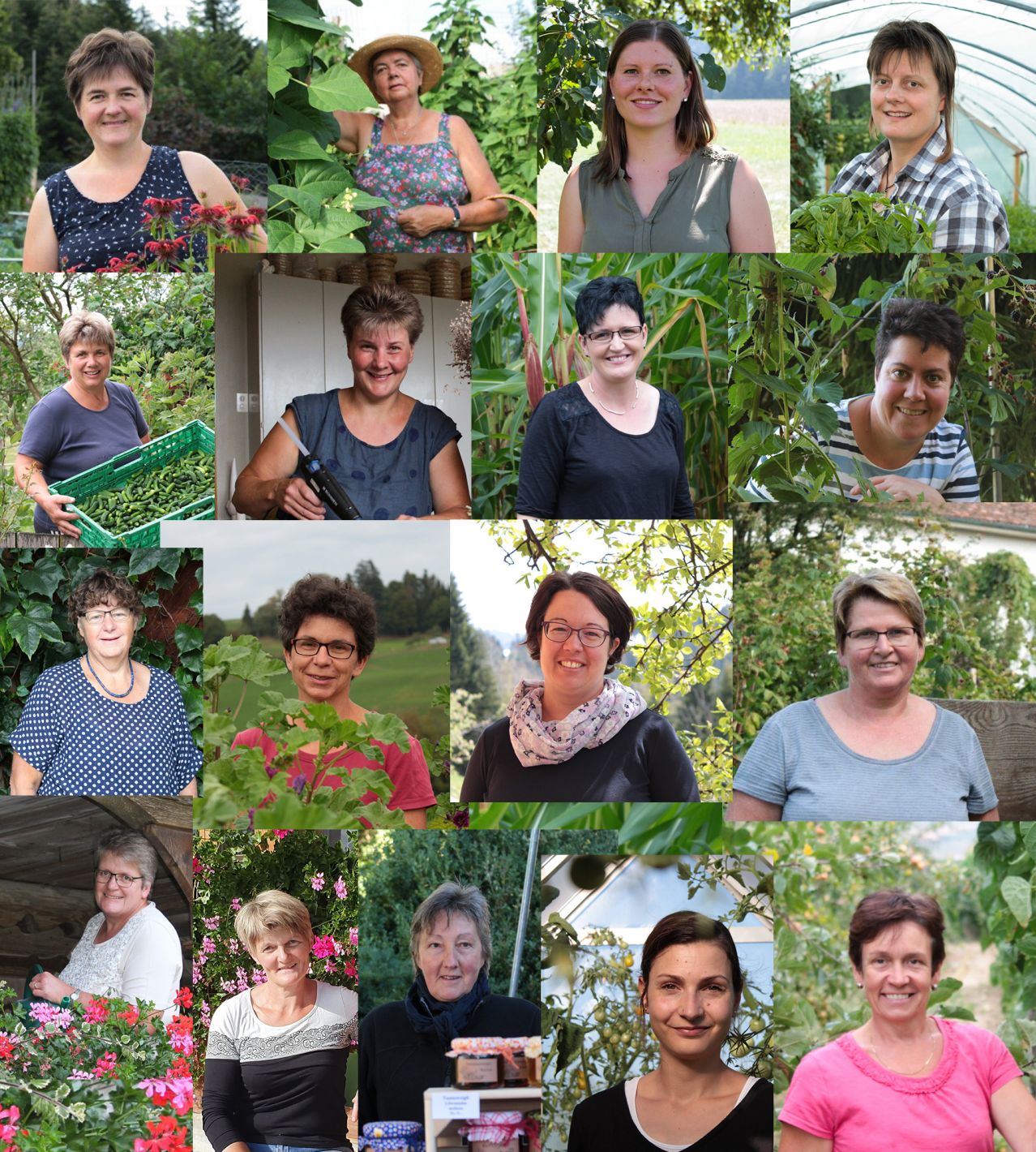 Zusammenstellung von Portraitbilder aller Bäuerinnen vom Bärner Burechorb