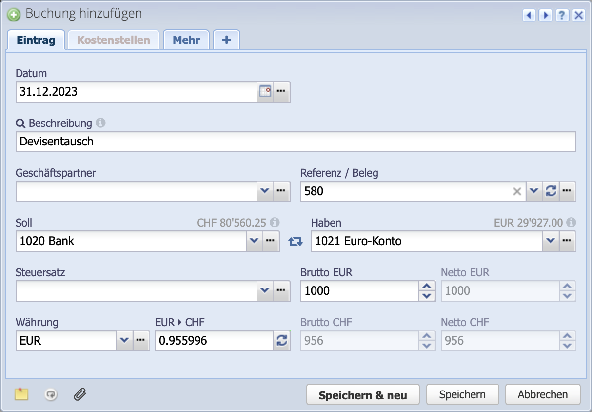 Screenshot of a booking with foreign currency