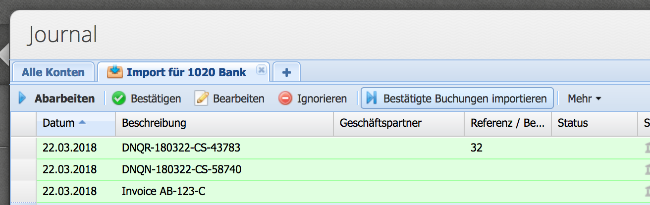 Screenshot section of the Import button