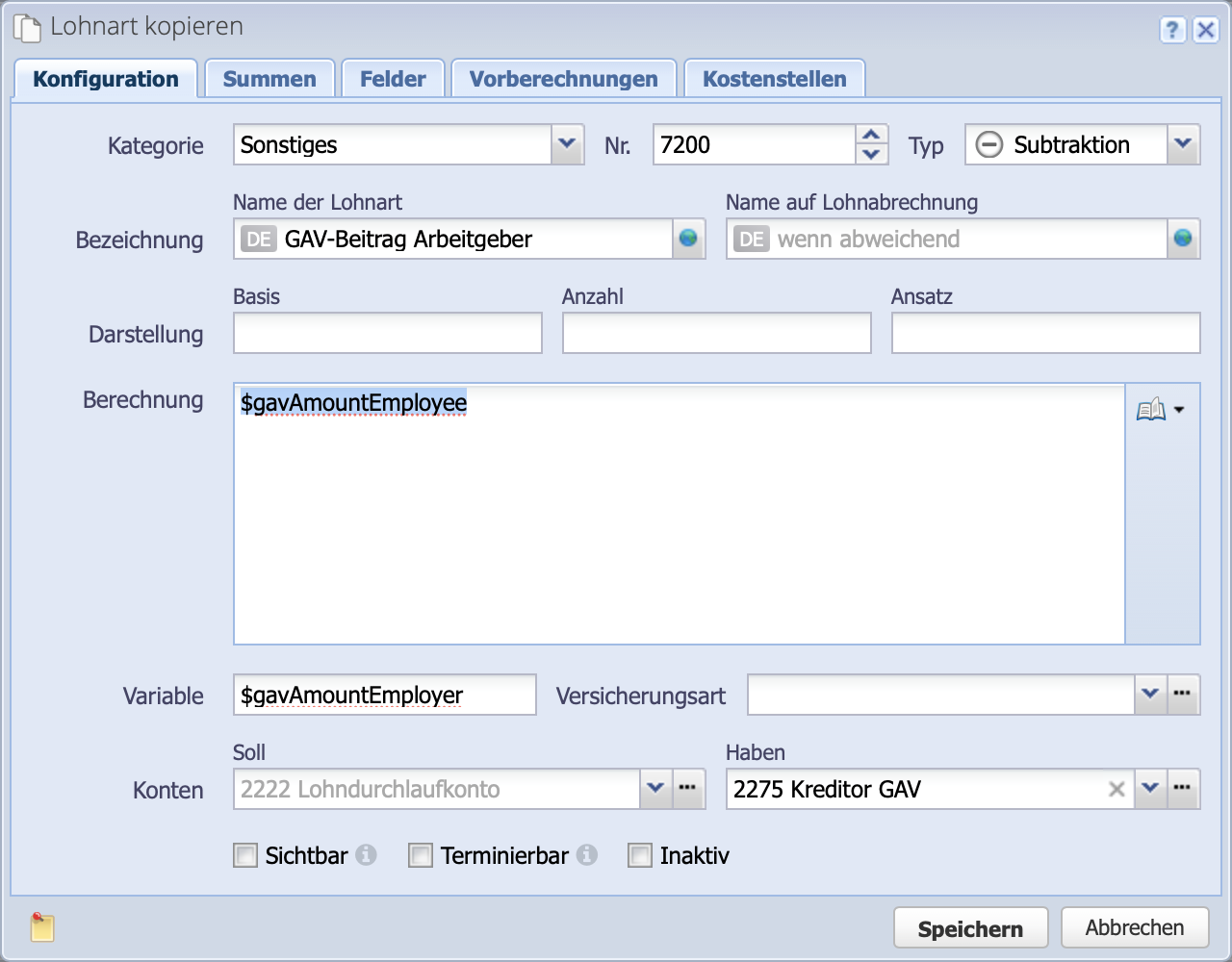 Screenshot of the Add dialog for a new salary type