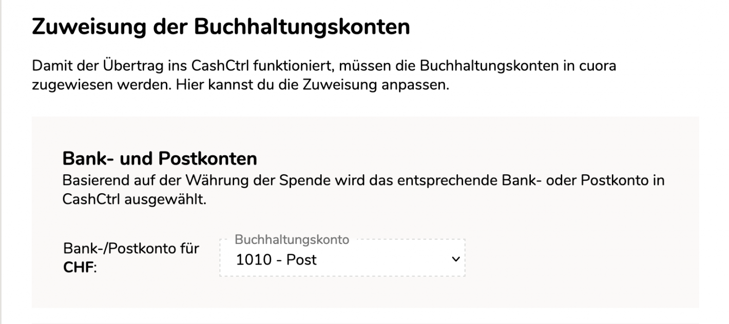 Screenshot cuora software mapping the accounts
