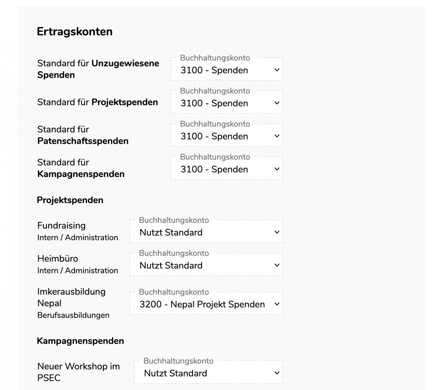 Screenshot cuora software mapping the accounts