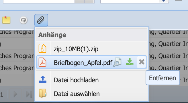 Screenshot of the deletion of a file in CashCtrl.