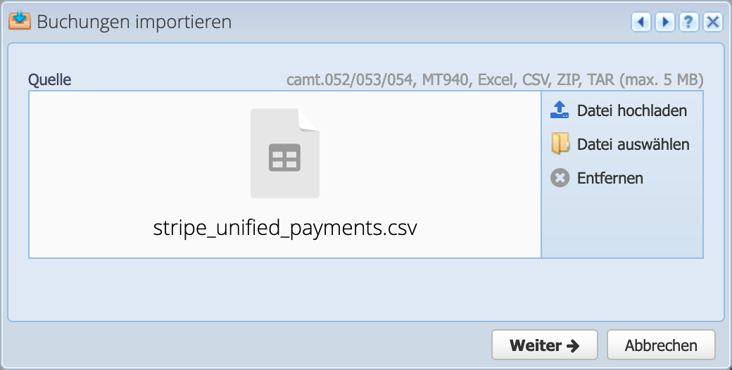 Screenshot of the Import Bookings dialog where the file to import can be selected or dragged and dropped.