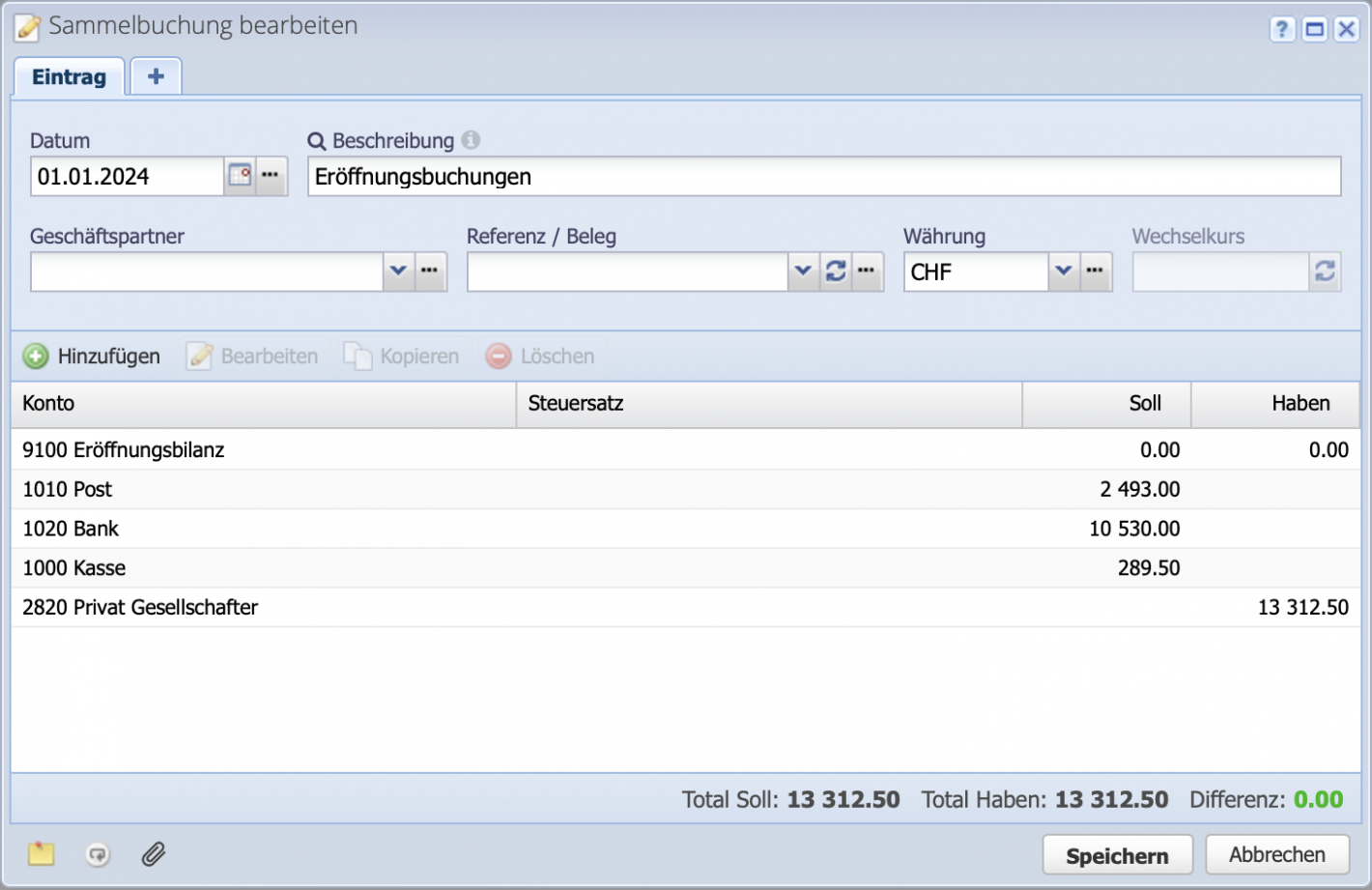 Screenshot of the collective posting of the opening entries