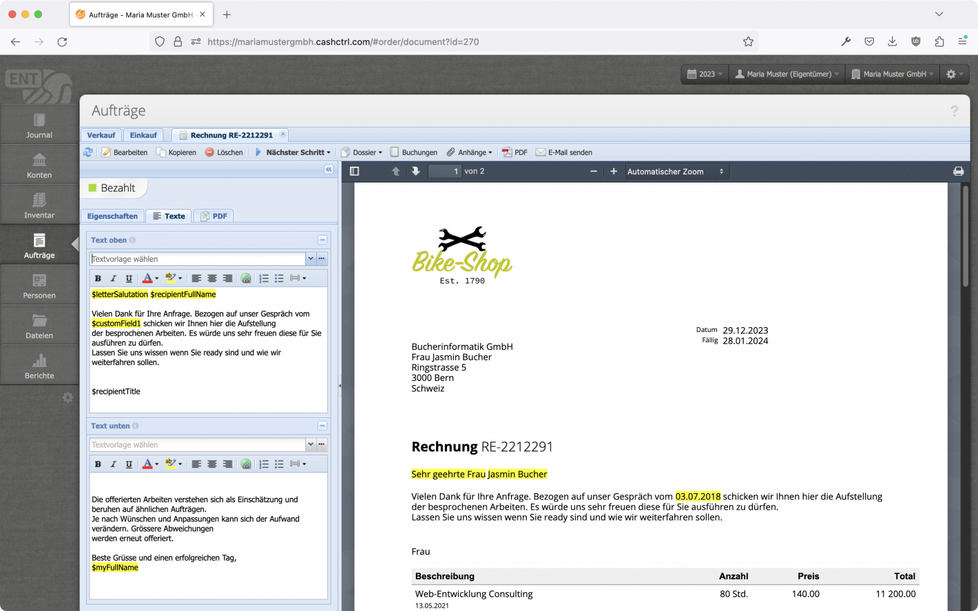 Screenshot order preview with text at the top and text at the bottom fields left