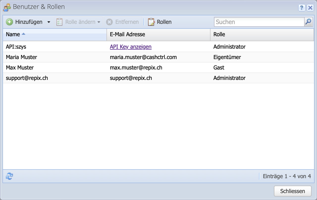 Screenshot of the user dialog