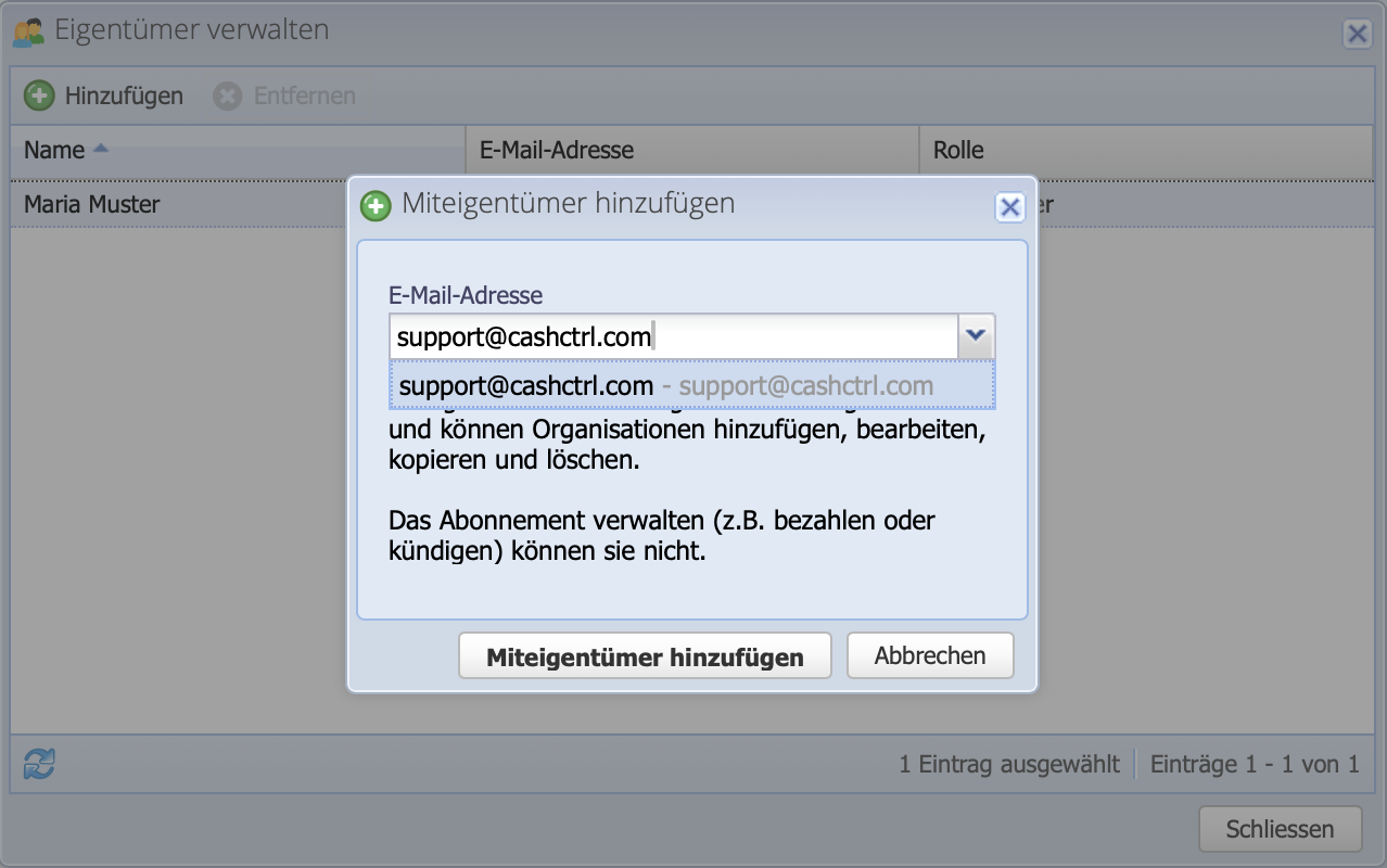 Screenshot des Dialogs zum Hinzuf&uuml;gen eines Miteigent&uuml;mers oder einer Miteigent&uuml;merin