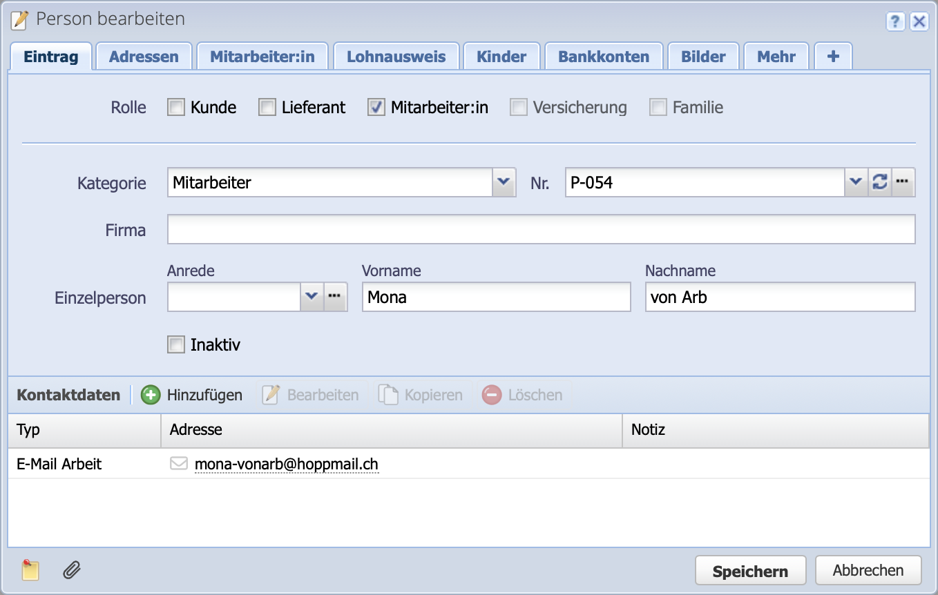 Screenshot Person Bearbeiten Dialog