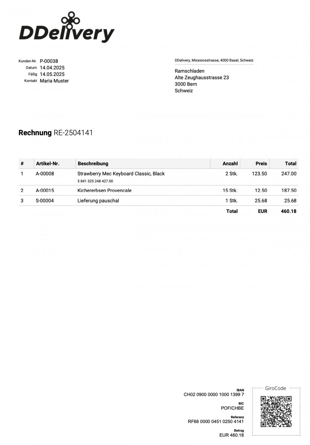 Finished QR Invoice Europe with GiroCode